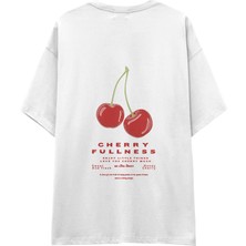 The Lucid Lab Cherry Mood Oversize Tişört - Beyaz