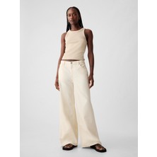 Gap Kadın Kırık Beyaz Mid Rise UltraSoft Baggy Jean Pantolon