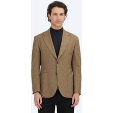 Kip Kahverengi Baskılı Modern Fit Örme Ceket