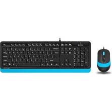 Tech F1010 Q USB Türkçe Fn-Multimedya Klavye+Optik 1600DPI Siyah/mavi Mouse Set