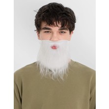 Ronanna Beyaz Kırçıllı Arkadan Lastikli Beyaz Takma Sakal Yetişkin Çocuk Uyumlu