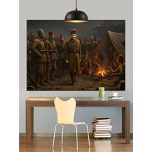 Artmeg Mustafa Kemal Atatürk ve Askerler Dekoratif Kanvas - Mdf Ahşap Tablo