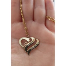 Özgür Takı 925 Ayar Gümüş 24 Ayar Altın Kaplama Isimli Kalpli Kolye