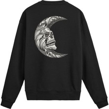 Colermi Sırt Baskılı Ay ve Kurukafa Tasarımlı Sweatshirt