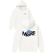 Vsrn Mgrf Tasarım Baskılı Oversize Beyaz Kapüşonlu Sweatshirt