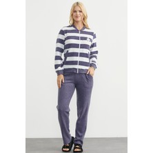 Sementa Fitilli Çizgi Kombinli Pijama Takım - Lacivert