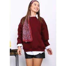 İmaj Butik Mürdüm Bisiklert Yaka Üç İplik Sweat