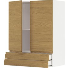 Hobiurun Mutfak duvar dolabı, VOXTORP meşe görünümlü, 80x100 cm, 2 kapaklı, 2 çekmeceli