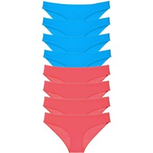 MELENERS 8 Adet Süper Eko Set Likralı Kadın Slip Külot Fuşya ve Mavi