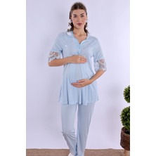 Effortt Mavi Hamile Lohusa Pijama Takımı