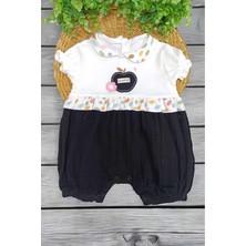 Dinamik çocuk Organik Pamuk Bebe Yaka Elma Nakışlı Altı Müslin Kısa Kollu Kız Bebek Tulum 0-3/3-6/6-9/9-12 Aylık