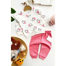 Dinamik çocuk Kız Bebek/çocuk Kalpli Omuzdan Çıtçıtlı Bebek Takımı 2li Alt Üst Mevsimlik Aylık 3-6-9-12AY