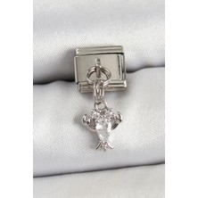 Claris 316L Çelik Sallantılı Zirkon Taşlı Yengeç Model Gümüş Renk Nomination Charm