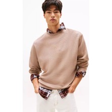 Tommy Hilfiger Erkek Rahat Kalıp Waffle Dokulu Sweatshirt - Bej