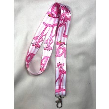 Hediyebum Pembe Panter Pembe Çizgili Boyun Askısı