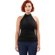 Ersefa Kadın Halter Yaka Büzgülü Örme Bluz Günlük Şıklık Için Mükemmel Seçim Kaliteli Şık Rahat Modern