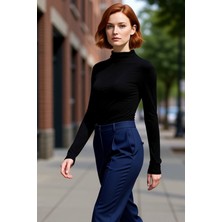 PayBuy Kadın Fitted Dik Yaka Uzun Kollu Asimetrik Crop Bluz Cool & Comfort Koleksiyonuyla Kış