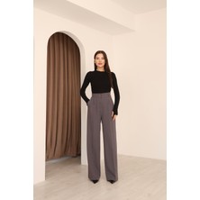 Hazel Kadın Antrasit Arkası Lastikli Palazzo Pantolon