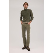 Jakamen Yeşil Comfort Fit Kadife Spor Pantolon