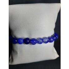 Mryart Mavi Beyaz Mix Akik Taşı Doğal Taş Bileklik Unisex
