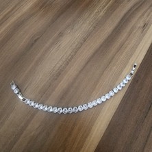 Fm Xupıng Şeffaf Zirkon Taşlı Uzatmalı Metal Kısımlar Gümüş Renk 20 cm Uzunluğunda 5 Mm. Genişliginde  Xupıng  Bileklik