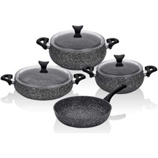 3819 Mastercook Tombik 7 Parça Granit Güveç Tencere Seti Siyah