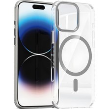 iPhone 16 Pro Ile Uyumlu Magsafe Şeffaf Kılıf – Dört Köşe Darbe Koruması, Metal Kamera Çerçevesi ve Tuşlar, Sararmaya Dayanıklı Şeffaf Arka Yüzey, Platinum Serisi, Gri