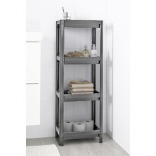 Home 4 Katlı Geçmeli Plastik Banyo ve Mutfak Organizeri, Kolay Montajlı 4 Katlı Raf, Mutfakta ve Banyoda Kullanım Için Ideal, Dayanıklı Depolama Çözümü (Antrasit Gri)