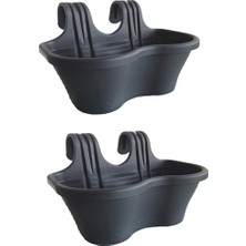 Askılı Balkon Saksı, 2 Adet, Antrasit