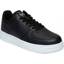 Best Of 042-26 Deri Anatomik Bağcıklı Sneaker Siyah Beyaz 36-40