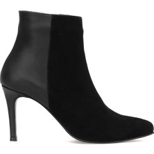 Ayakkabı Fuarı Elit Jasmina Kadın Hakiki Rugan Deri Klasik Topuklu Bot Siyah