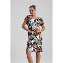 Sense Likralı Viskon Mini Viskon Elbise | BLZ36387 Oranj Haki