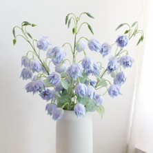 Nettenevime Yapay Çiçek Çan Çiçeği Mavi 85CM Tek Dal Kumaş Çiçek Uzun Dal