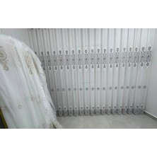 Nivemes Home Nivemeshome 1453  Osmanlı Motifli Gümüş Detaylı  1/3  Pileli Tül Perde Apm