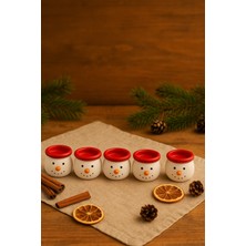 Deco Elit 6’lı Kardan Adam Figürlü Mini Tealight Mumluk Seti – El Boyaması Seramik Yeni Yıl Dekoru 5x5 cm