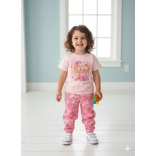 Şimo Butik Bayramlık Kız Çocuk Pantolon Tişört Takım %100 Pamuk Nefes Alan Rahat Tarz Tasarım Cepli