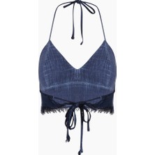 İkikız  Keten Navy Büstiyer