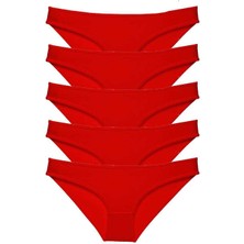 MELENERS 5 Adet Süper Eko Set Likralı Kadın Slip Külot Kırmızı