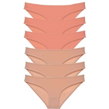 MELENERS 6 Adet Süper Eko Set Likralı Kadın Slip Külot Pudra Ten