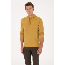 U.S. Polo Assn. Erkek Regular Fit Kapüşonlu Petek Dokulu Hardal Sweatshirt 50315526-VR151