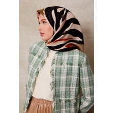 Lêvi D'or Siyah - Vizon Zebra Desen Twill İpek Eşarp