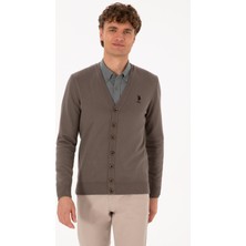 U.S. Polo Assn. Erkek Vizon Basic Triko Hırka 50313702-VR052