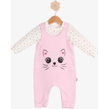 Dinamik çocuk Kız Bebek Bahçıvan Badili Kedi Kalp Baskılı Fitilli Kumaş Uzun Kollu 0-3-6-9AY