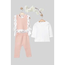 Dinamik çocuk Kız Bebek Özel Tasarım Belden Bağlamalı Örme Trikolu Badili 3lü Takım 3-6-9-12-18-24AY