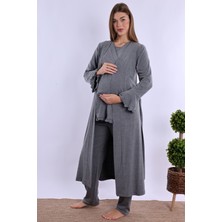 Effortt Füme Sabahlıklı Hamile Lohusa Pijama Takımı