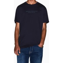 Armani Exchange Erkek Regular Fit Kabartma Yazı Logolu Pamuklu T-Shirt - Lacivert