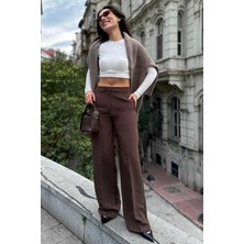 Madmext Kahverengi Yüksek Bel Kumaş Pantolon MG2284