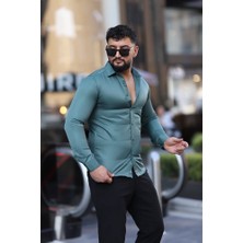 L-KOM Erkek Slim Fit Saten Dokulu Gömlek