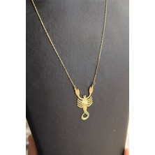 Özgür Takı 925 Ayar Gümüş 24 Ayar Altın Kaplama Akrep Kolye