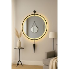 Wallover Design Elara – Kablosuz Pilli (Piller Hediye) LED Işıklı Siyah Konikli Ayna | Büyük Boy Dekoratif Tasarım